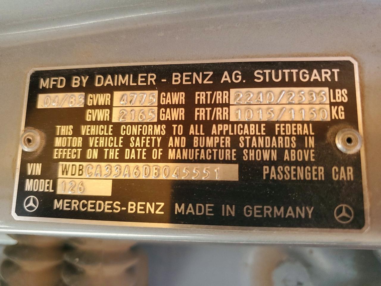 MERCEDES BENZ 380 1983 — 13