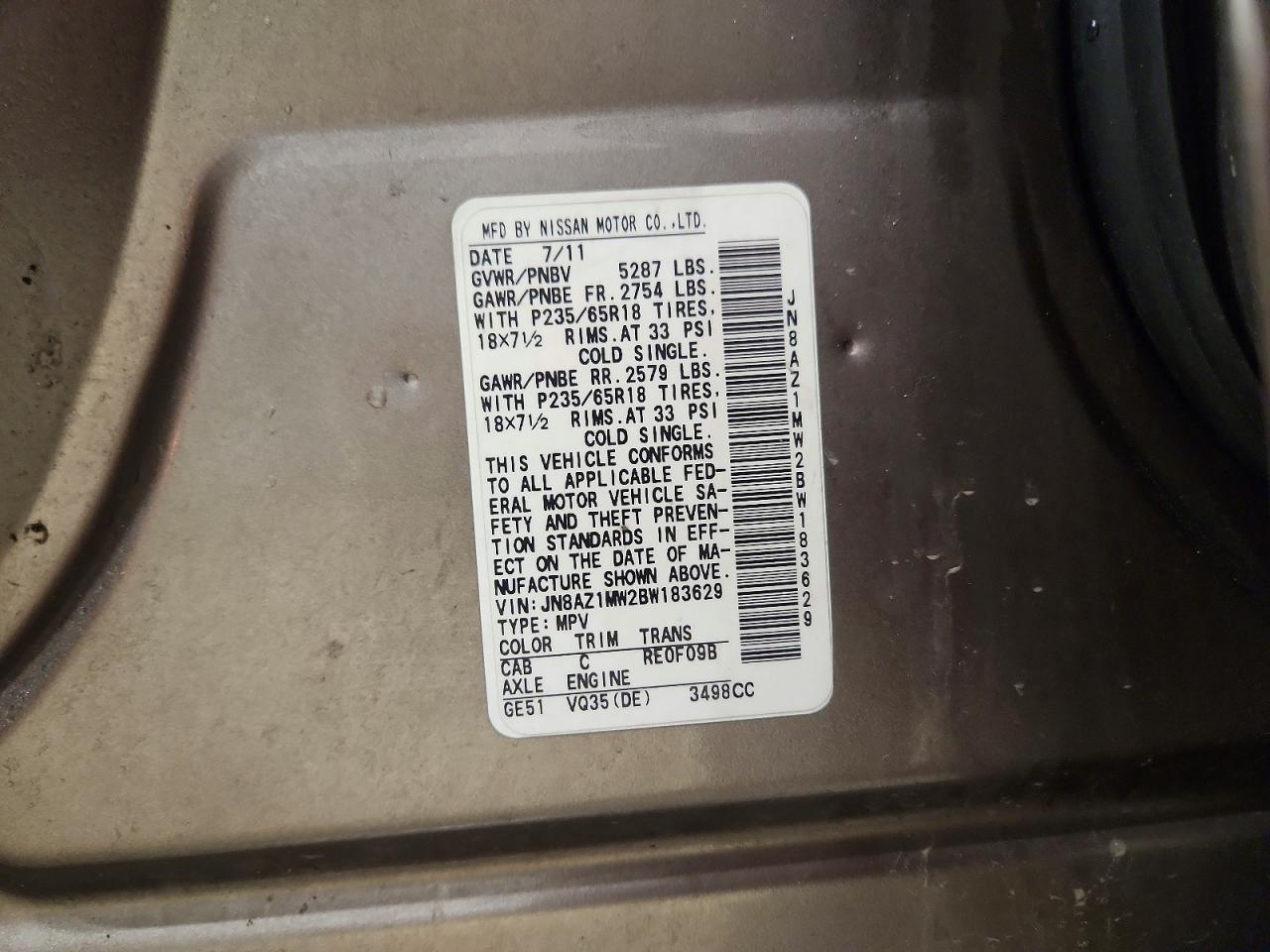 NISSAN MURANO 2011 — 14