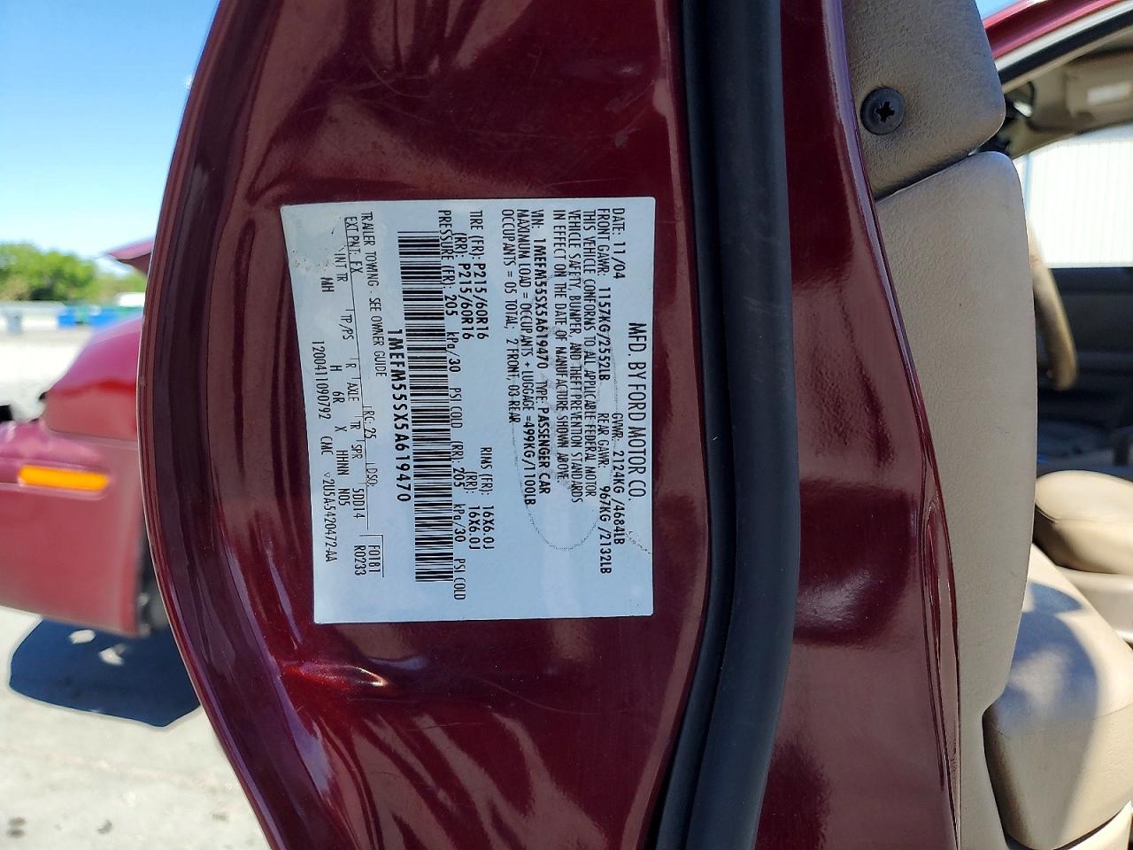 MERCURY SABLE 2005 — 13