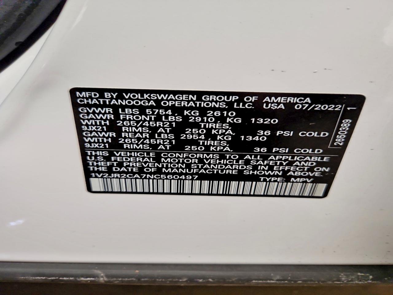 VOLKSWAGEN ATLAS 2022 — 15