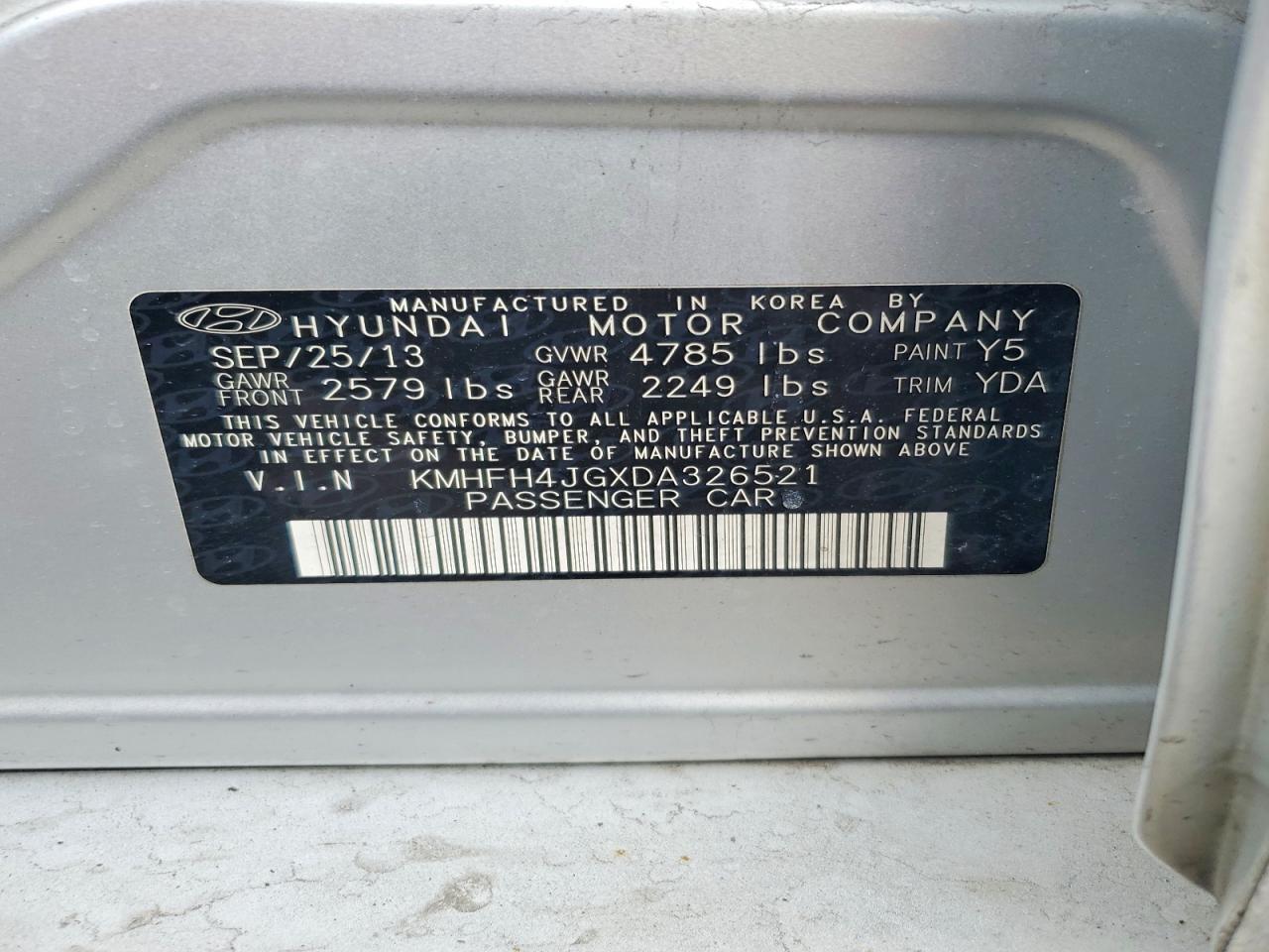 HYUNDAI AZERA 2013 — 14