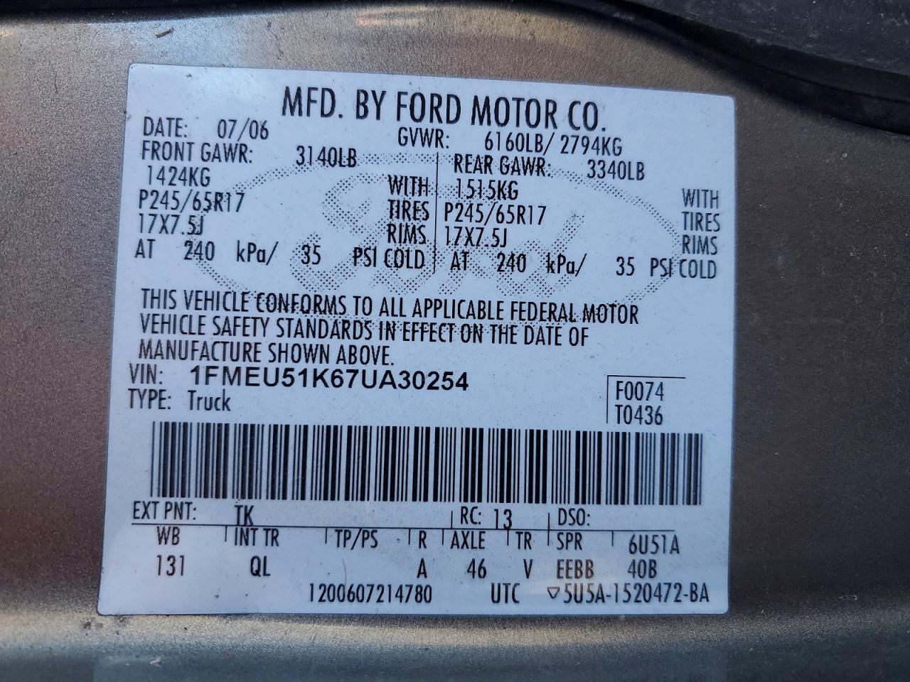 FORD EXPLORER SPORT TRAC 2007 — 13