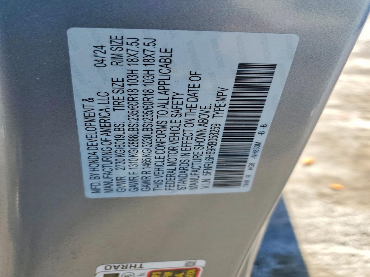 HONDA ODYSSEY 2024 — 15