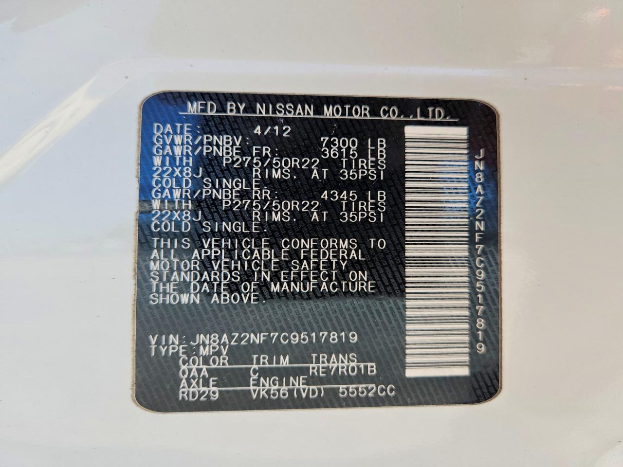 INFINITI QX56 2012 — 14