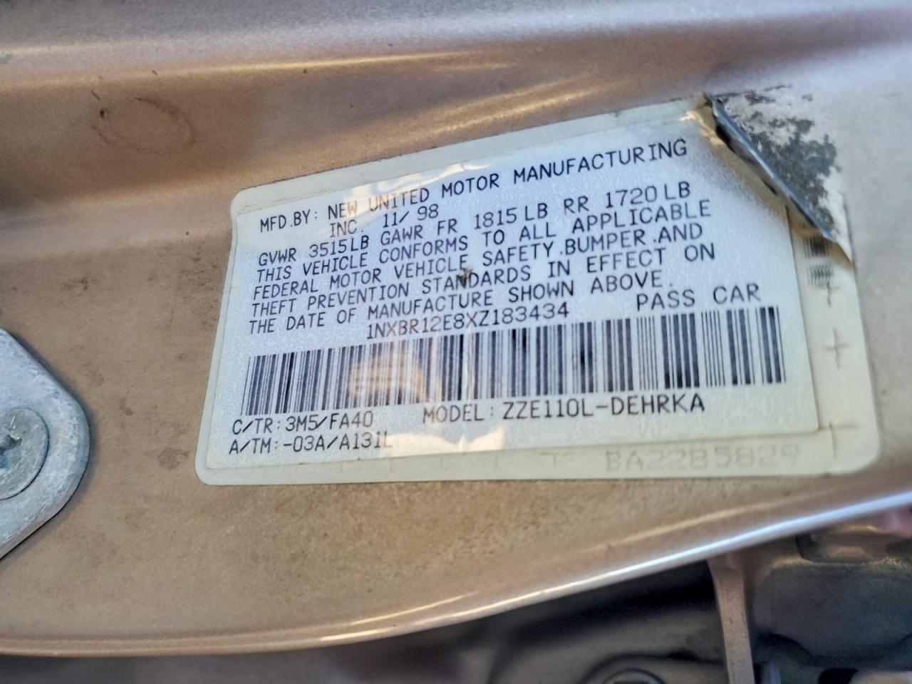 TOYOTA COROLLA 1999 — 13