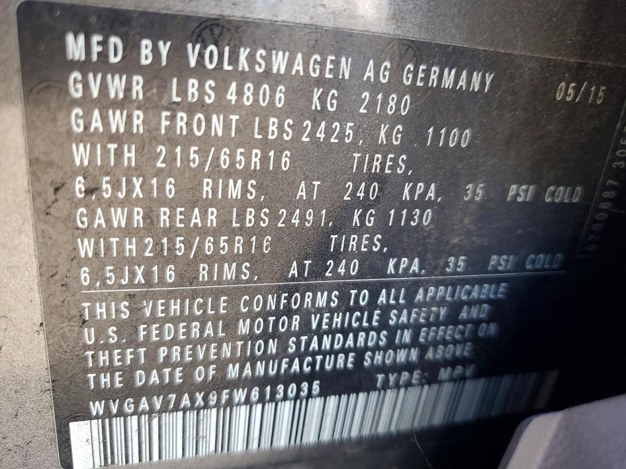 VOLKSWAGEN TIGUAN 2015 — 13