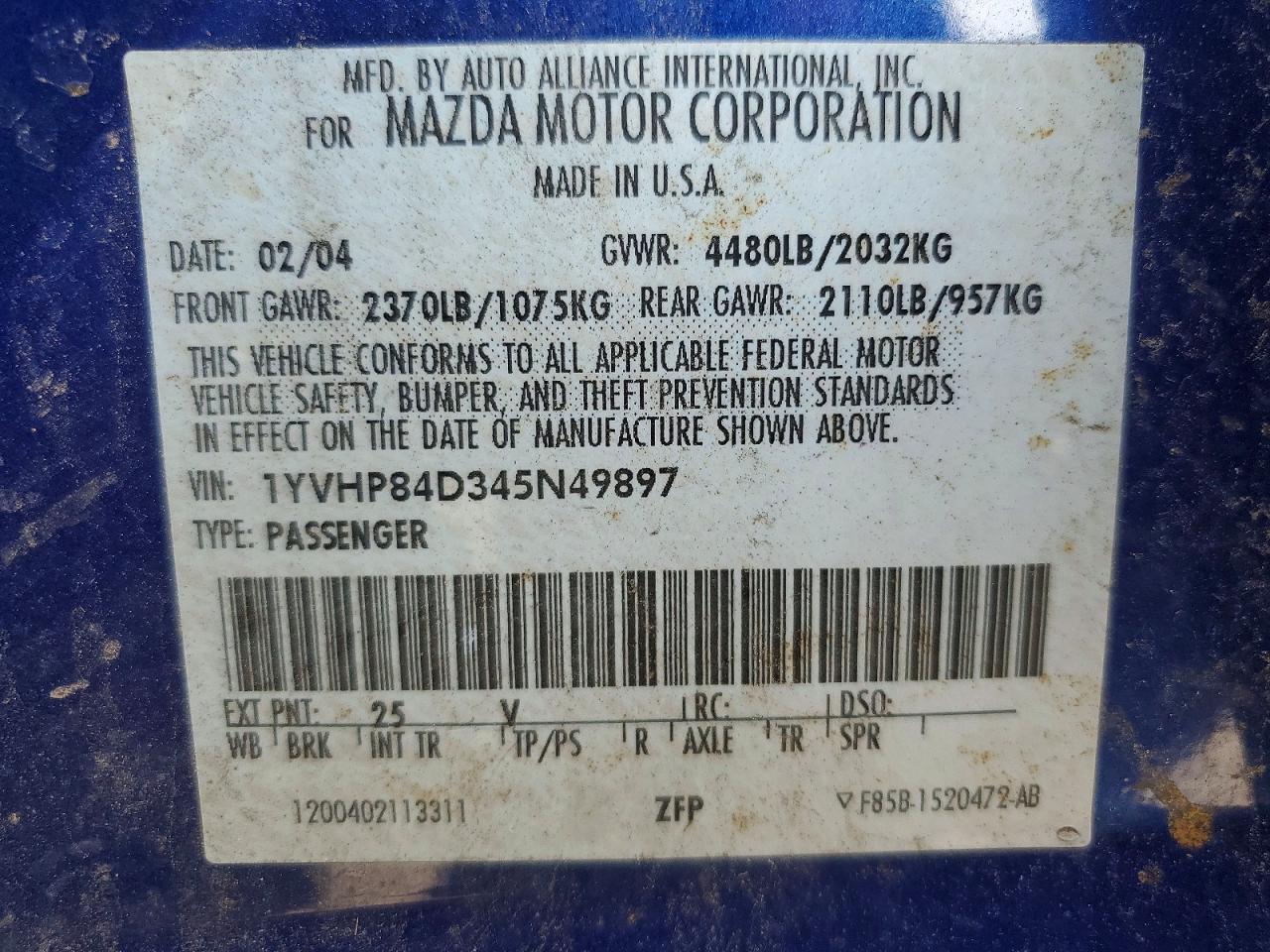 MAZDA 6 2004 — 14