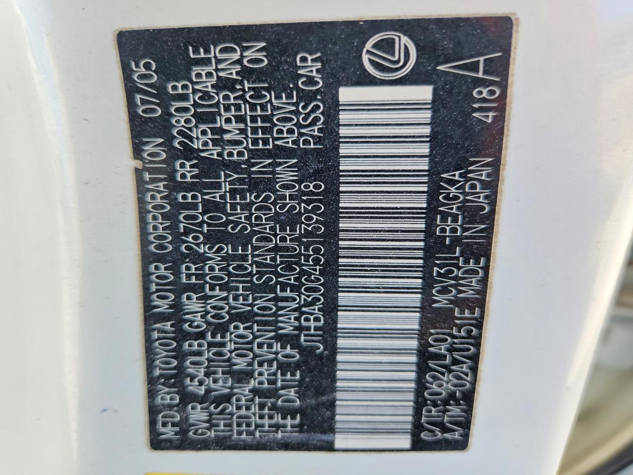LEXUS ES 330 2005 — 14