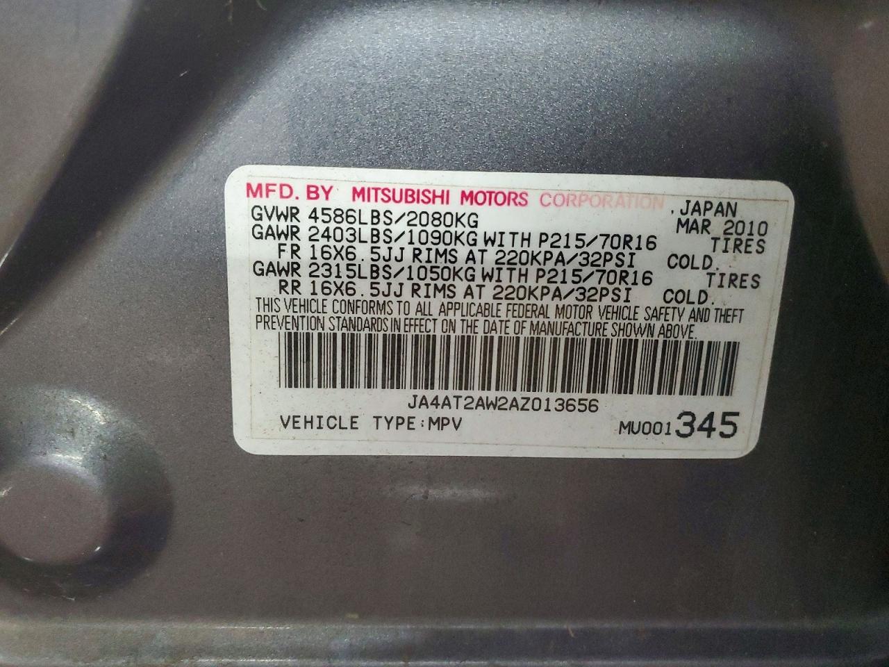 MITSUBISHI OUTLANDER 2010 — 14