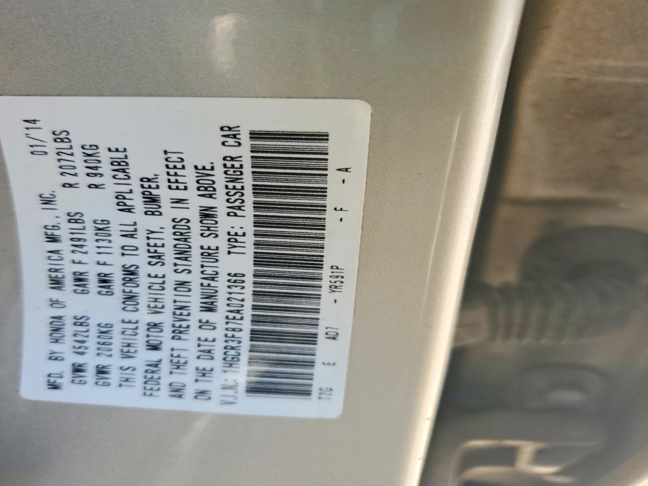 HONDA ACCORD EXL 2014 — 13