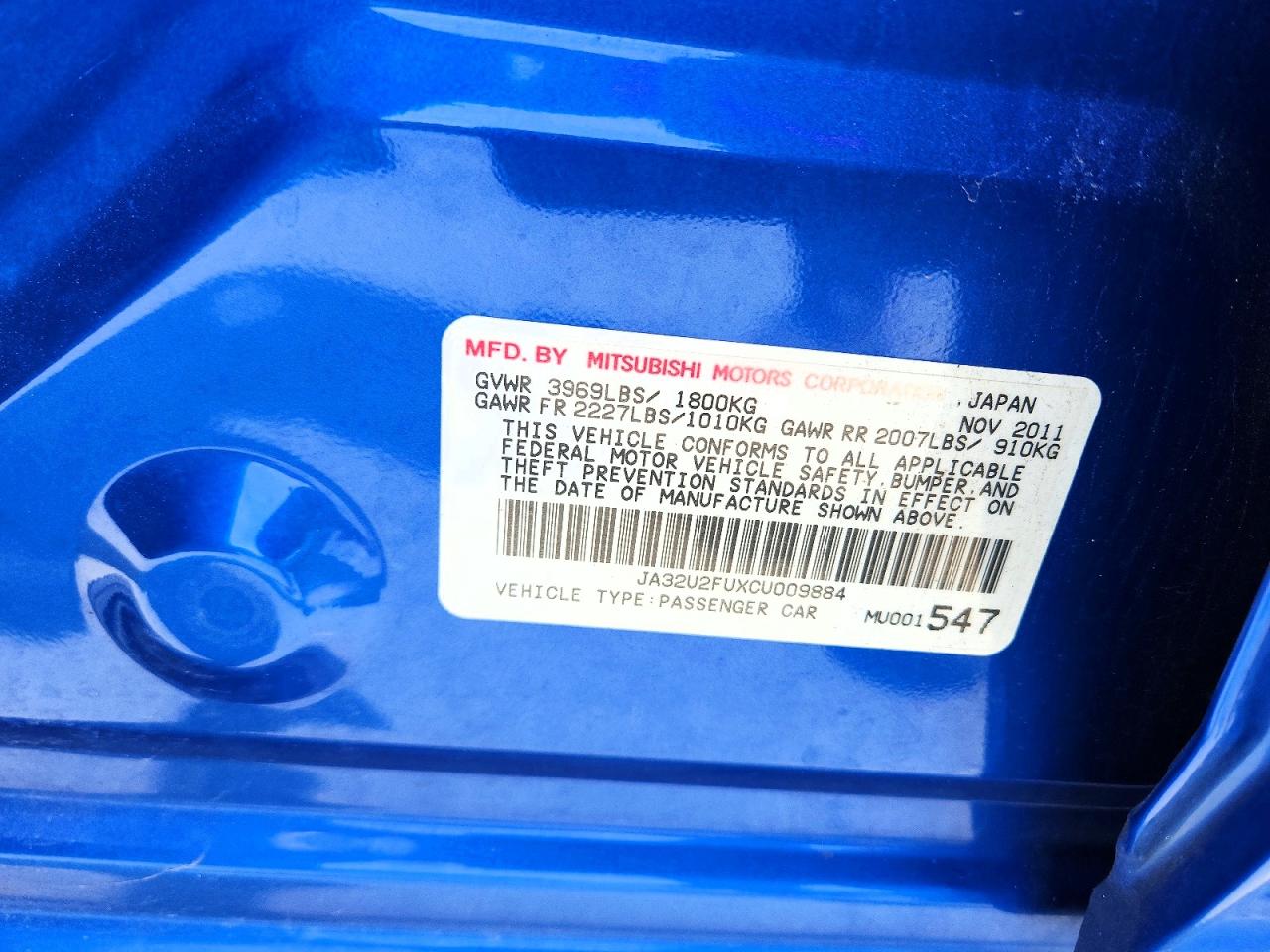 MITSUBISHI LANCER 2012 — 13