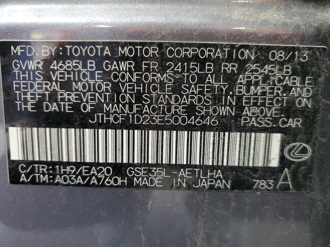 LEXUS IS 2014 — 13