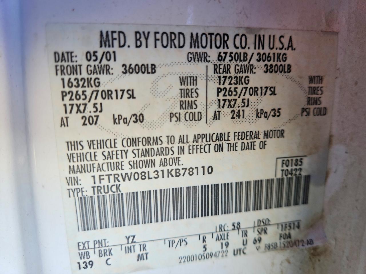 FORD F150 2001 — 14