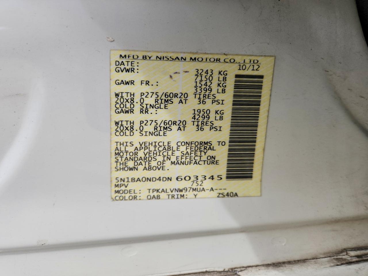 NISSAN ARMADA 2013 — 14