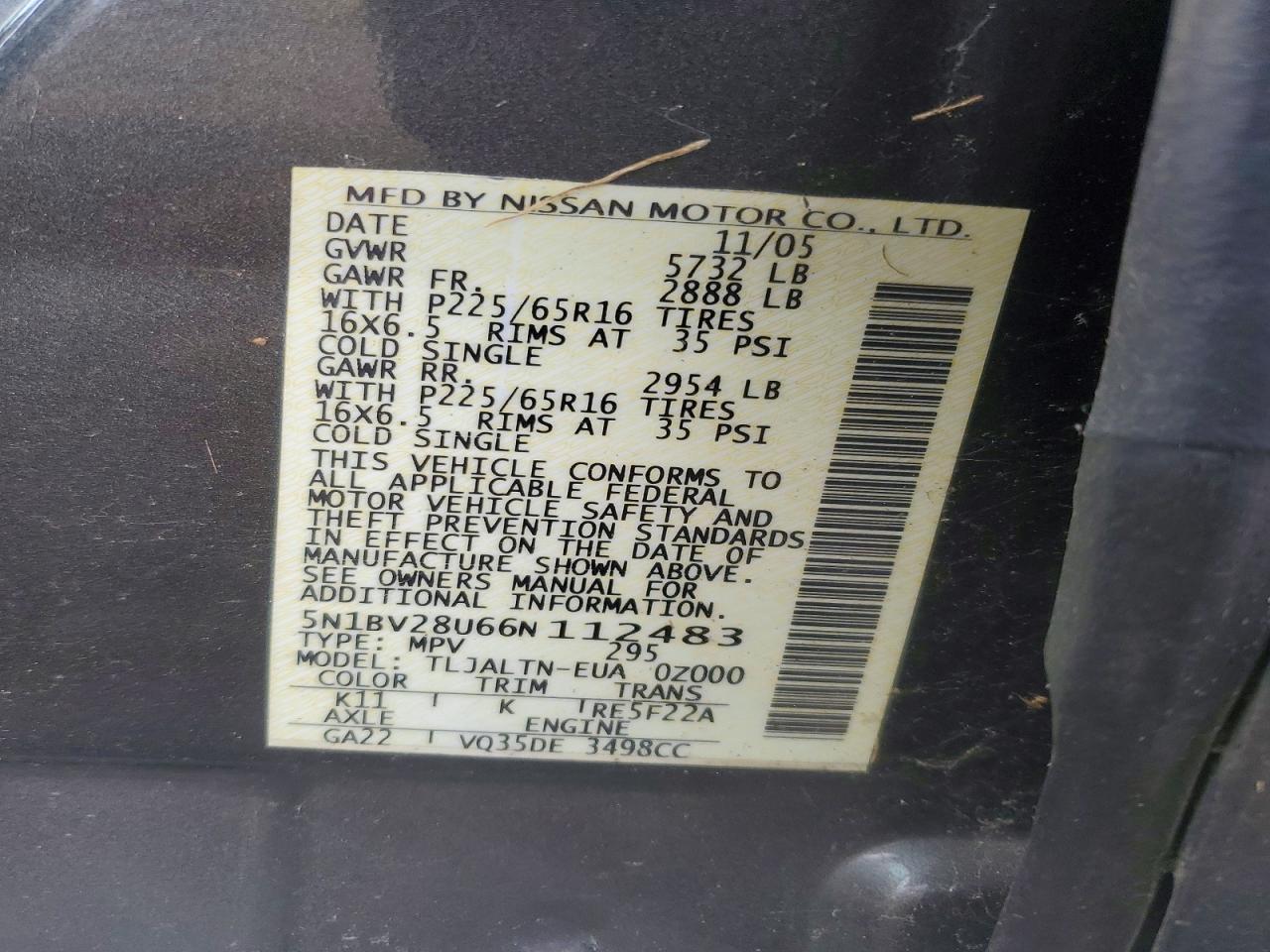 NISSAN QUEST 2006 — 14