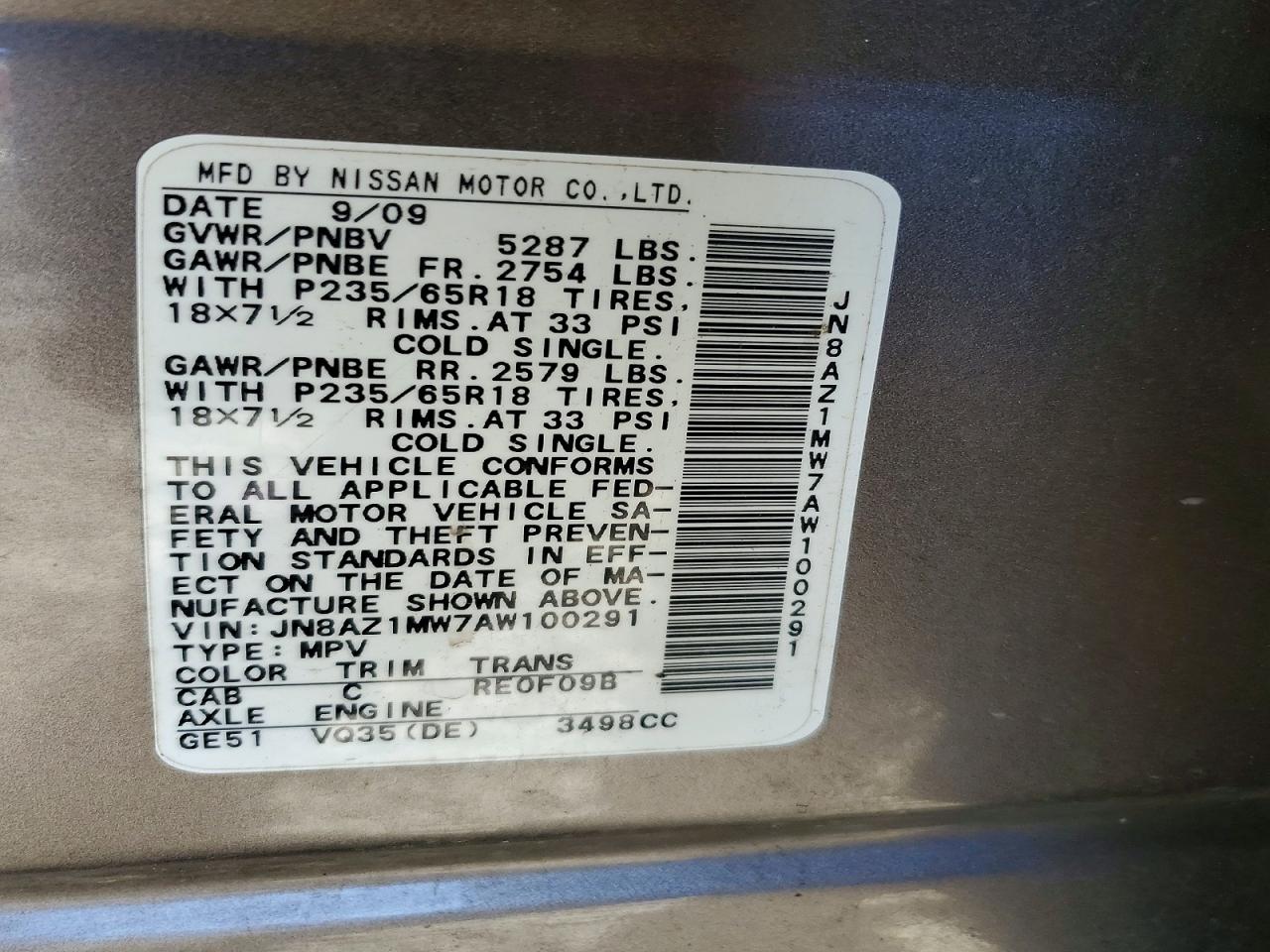 NISSAN MURANO 2010 — 14
