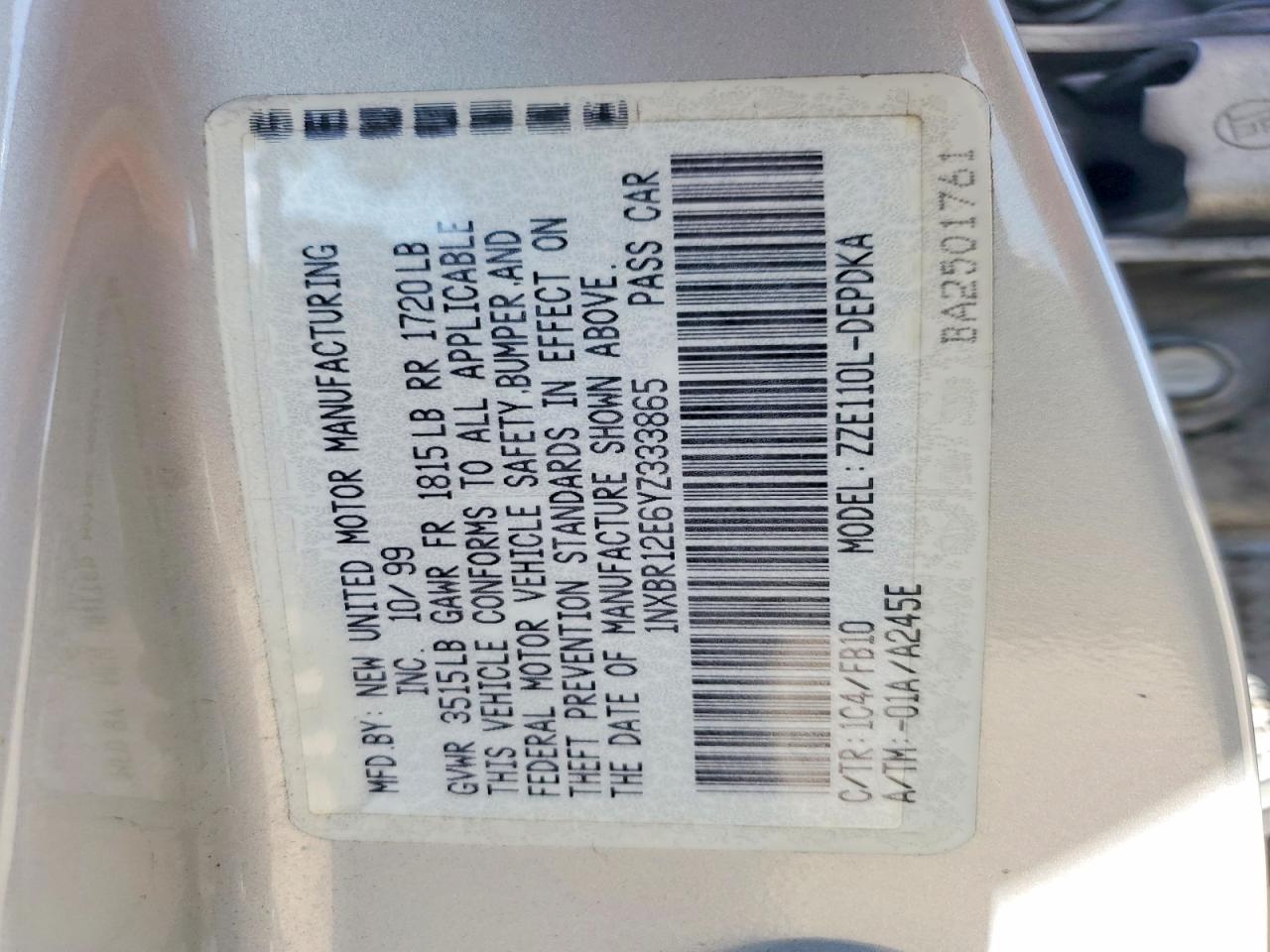 TOYOTA COROLLA 2000 — 13