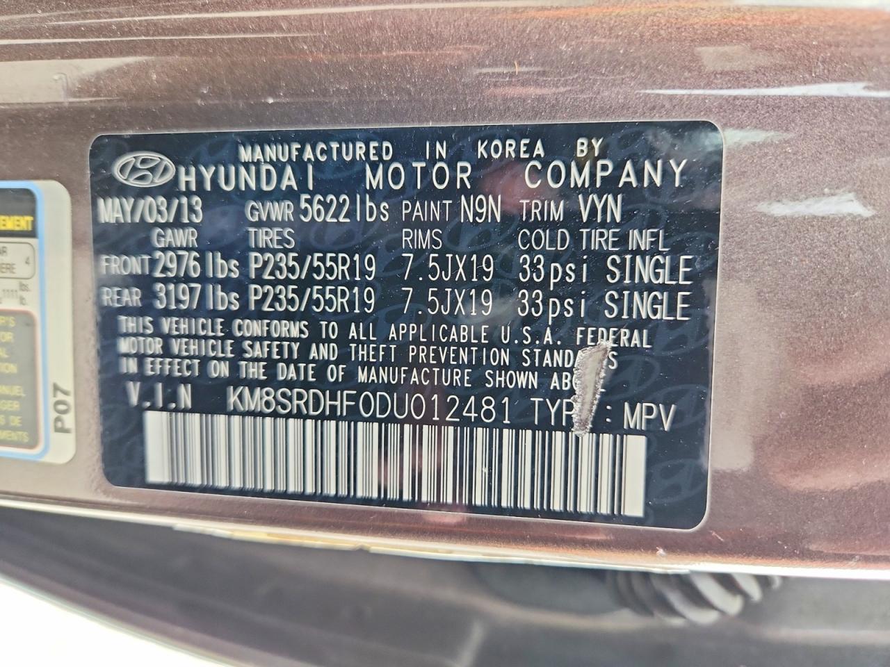 HYUNDAI SANTA FE 2013 — 14
