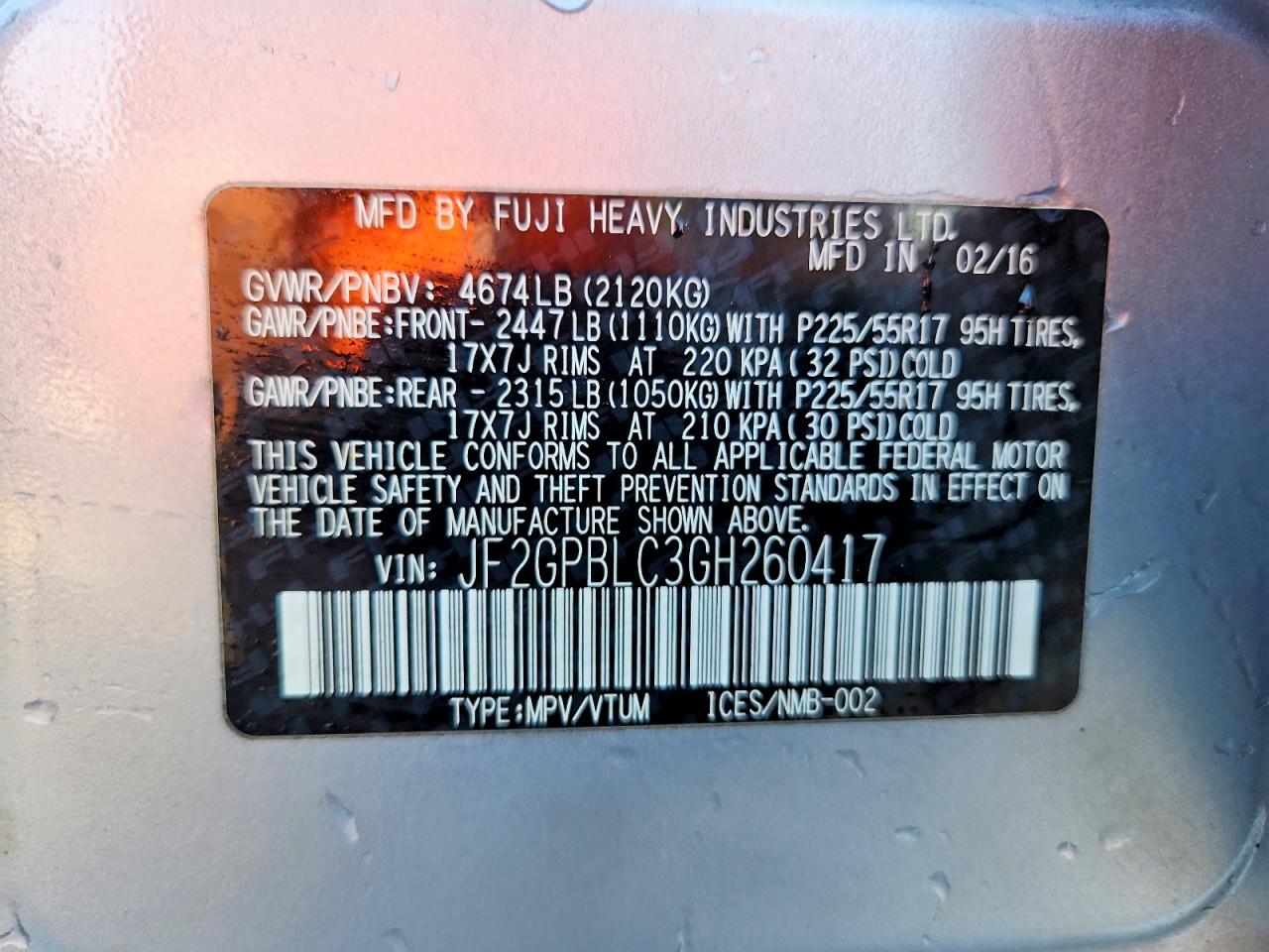 SUBARU CROSSTREK 2016 — 14