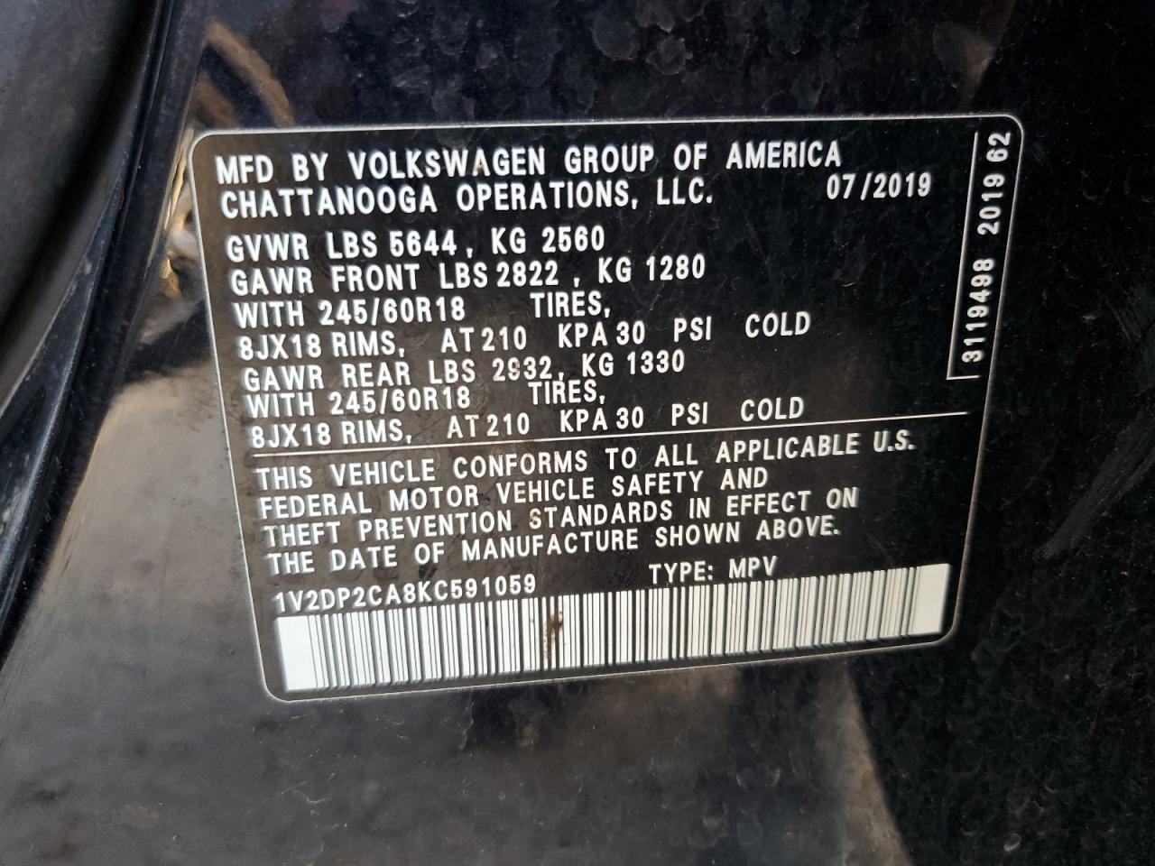 VOLKSWAGEN ATLAS 2019 — 15