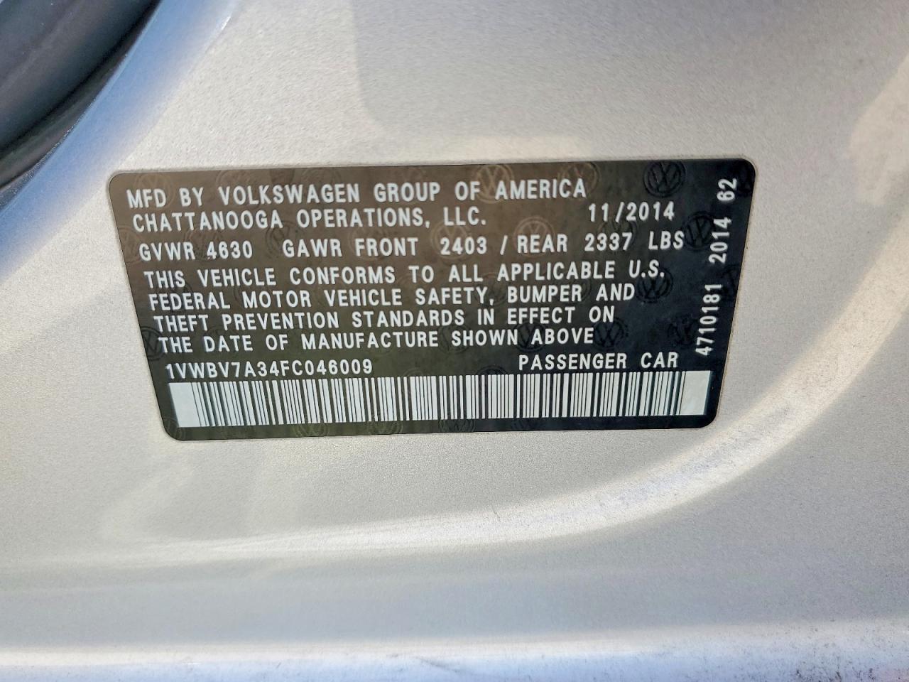 VOLKSWAGEN PASSAT 2015 — 13
