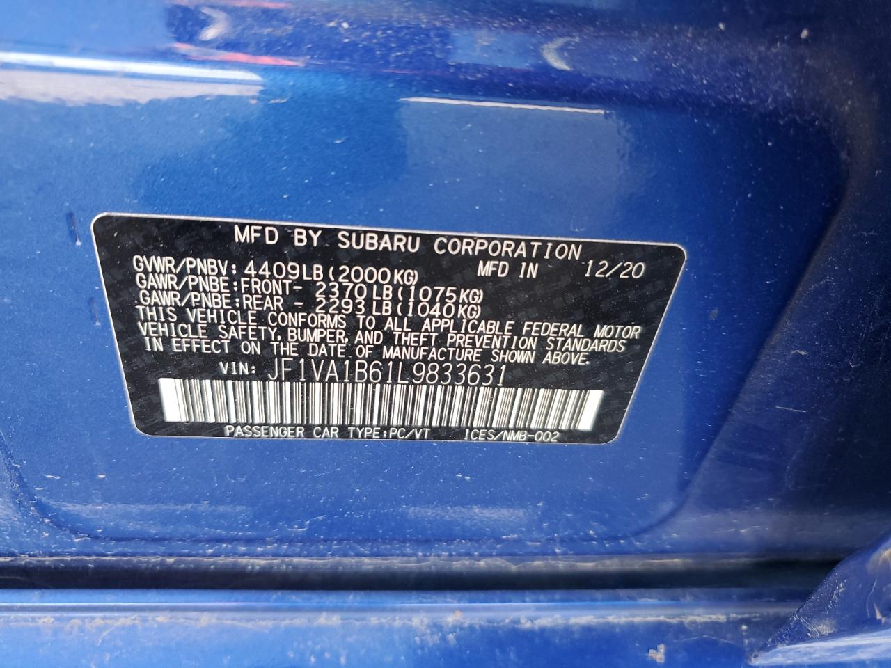 SUBARU WRX 2020 — 13