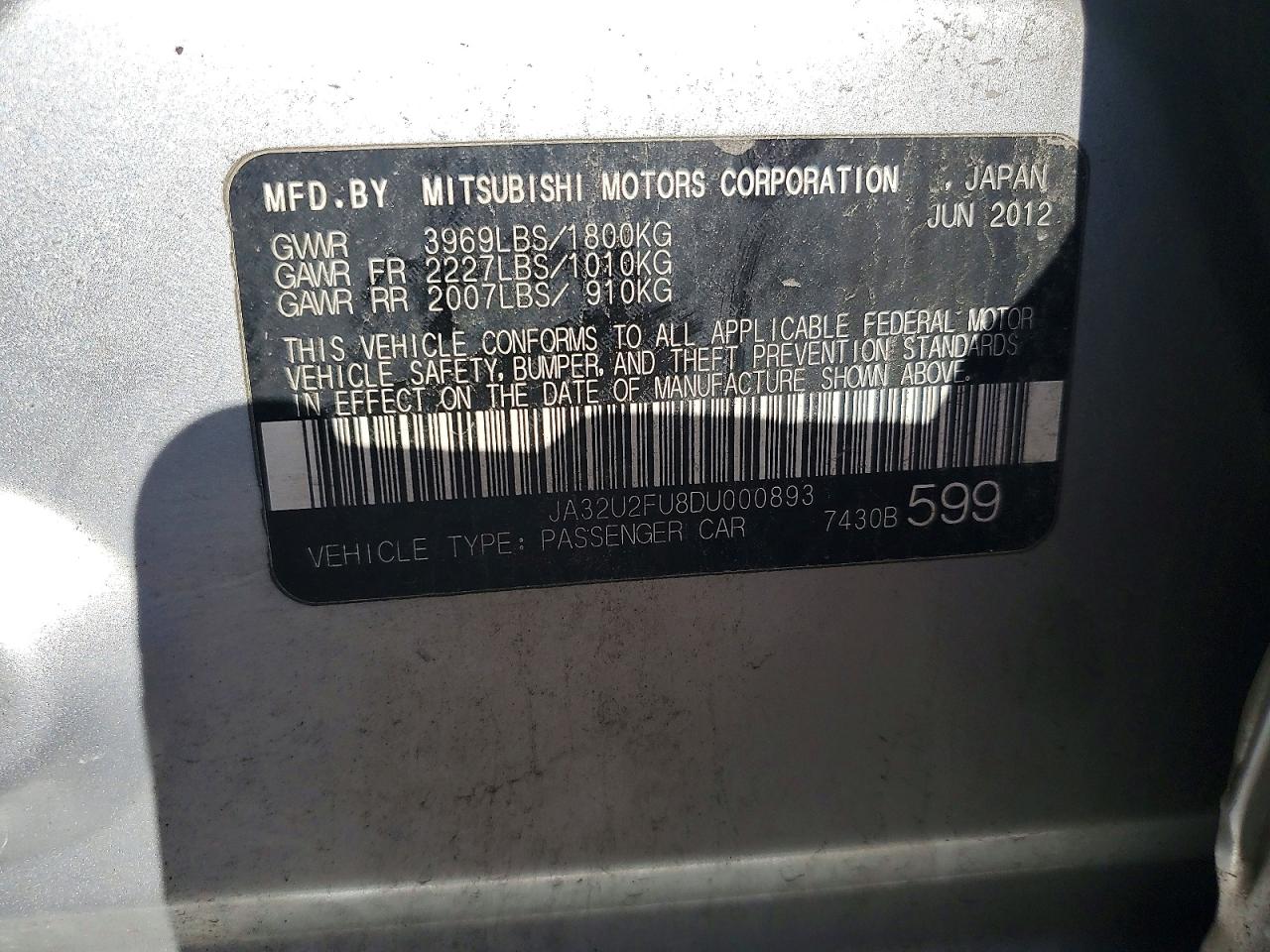 MITSUBISHI LANCER 2013 — 13
