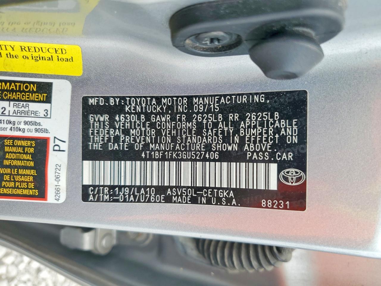 TOYOTA CAMRY 2016 — 13