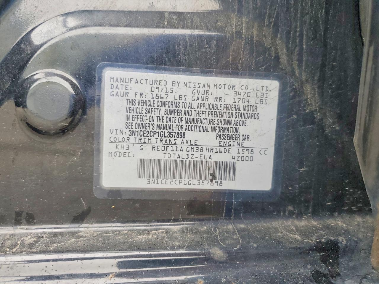 NISSAN VERSA NOTE 2016 — 14