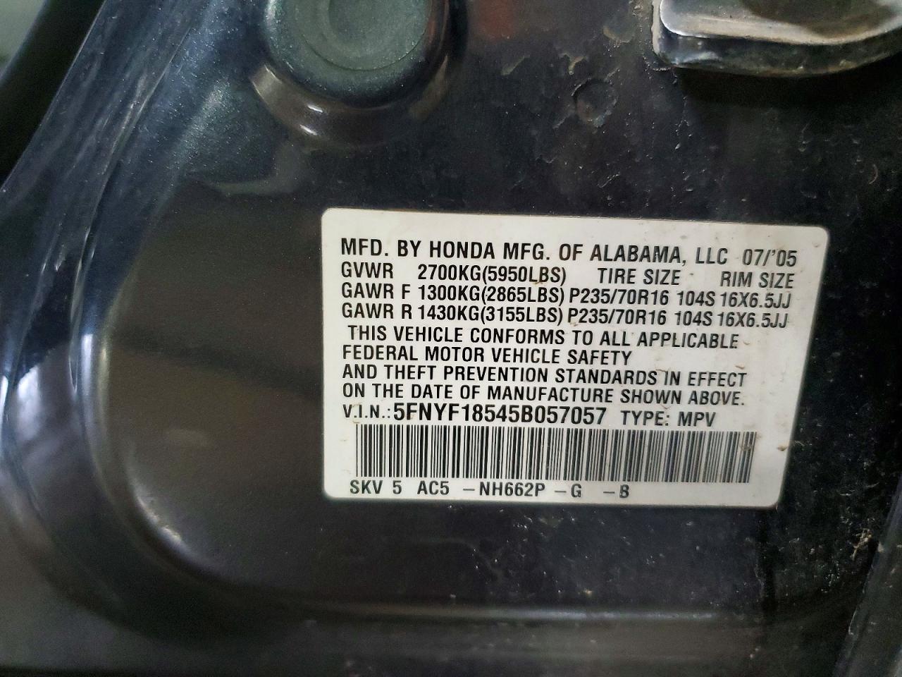 HONDA PILOT 2005 — 13