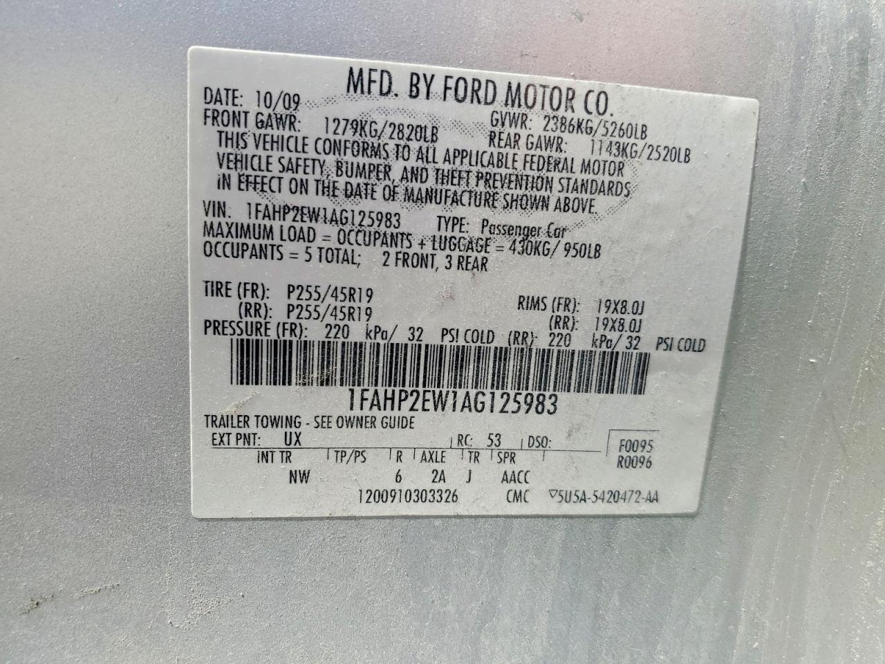 FORD TAURUS 2010 — 13