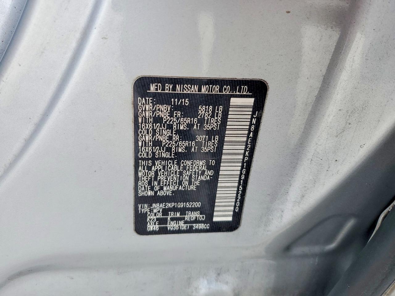 NISSAN QUEST 2016 — 14