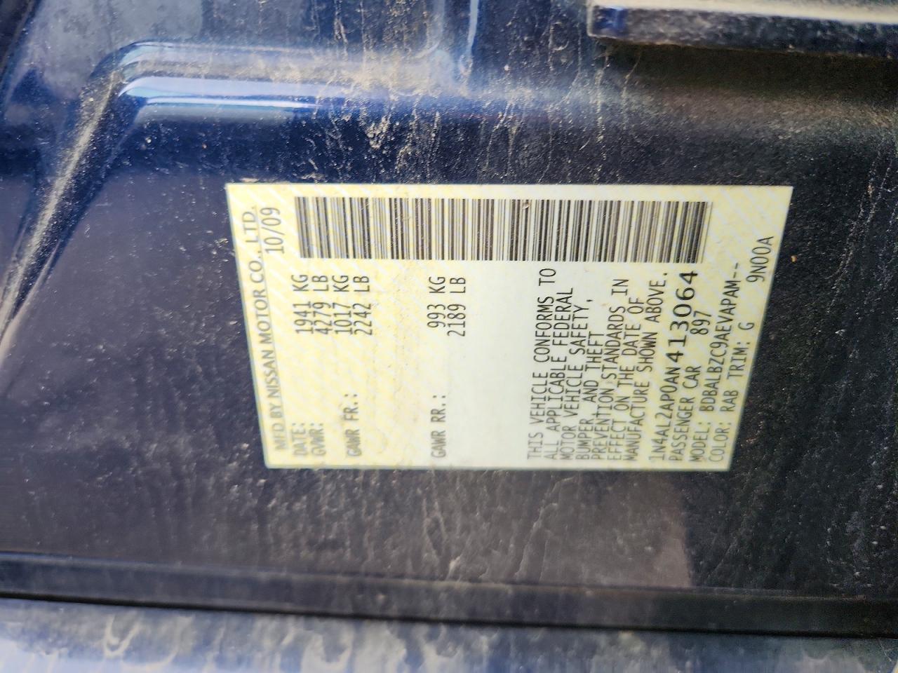 NISSAN ALTIMA BASE 2010 — 13