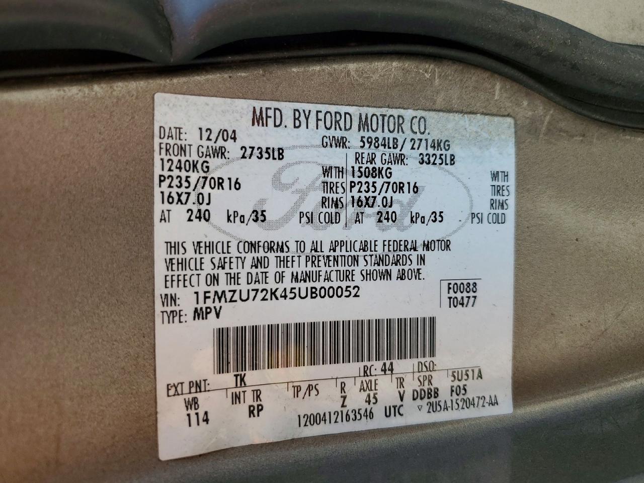 FORD EXPLORER 2005 — 15