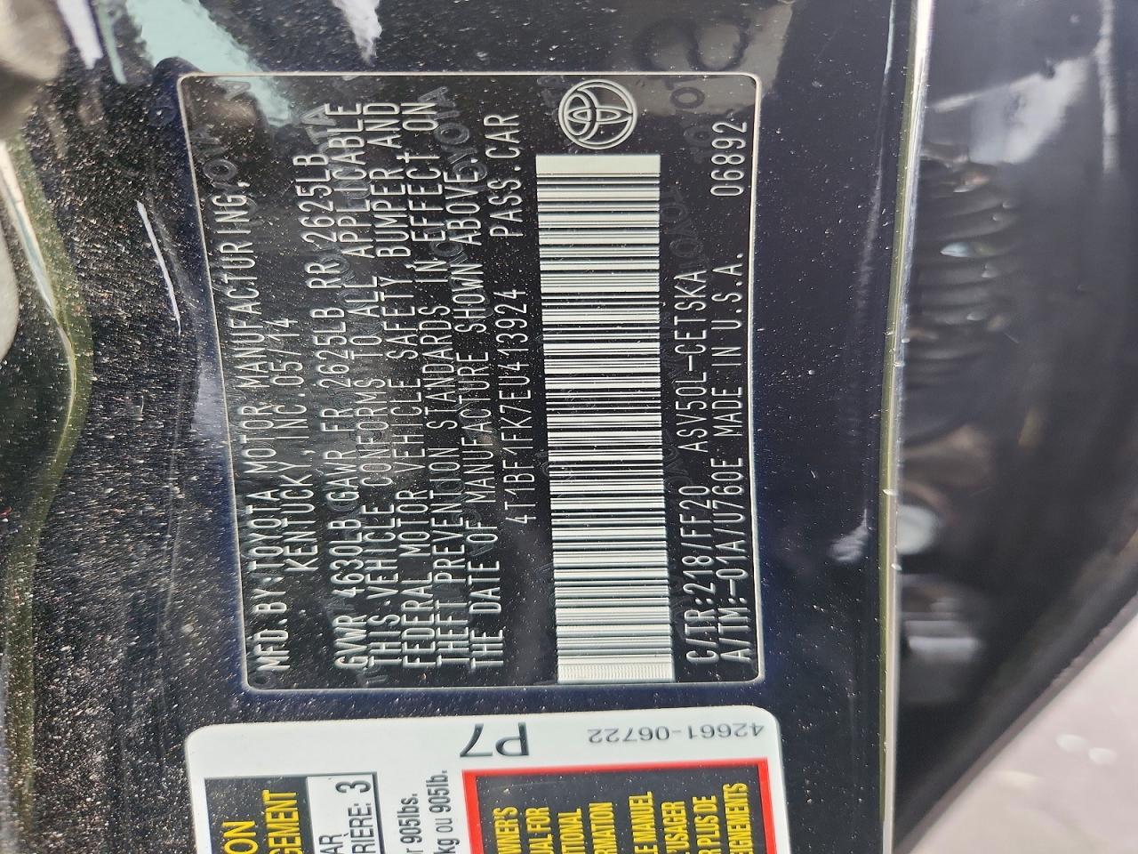 TOYOTA CAMRY 2014 — 13