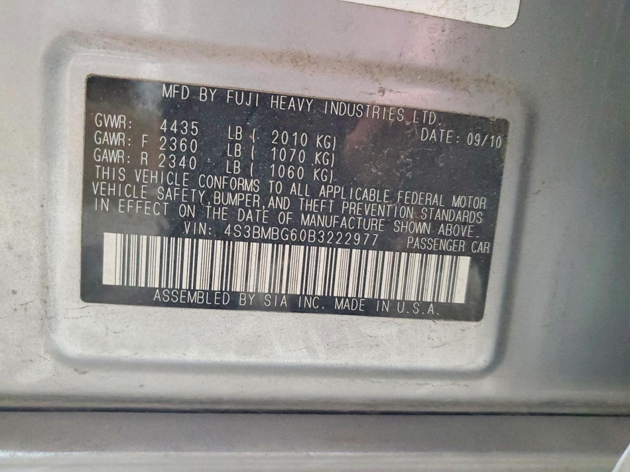 SUBARU LEGACY 2011 — 13