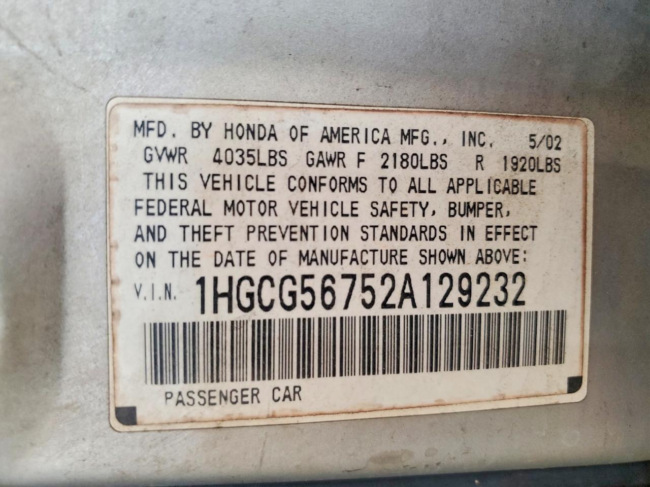 HONDA ACCORD 2002 — 13