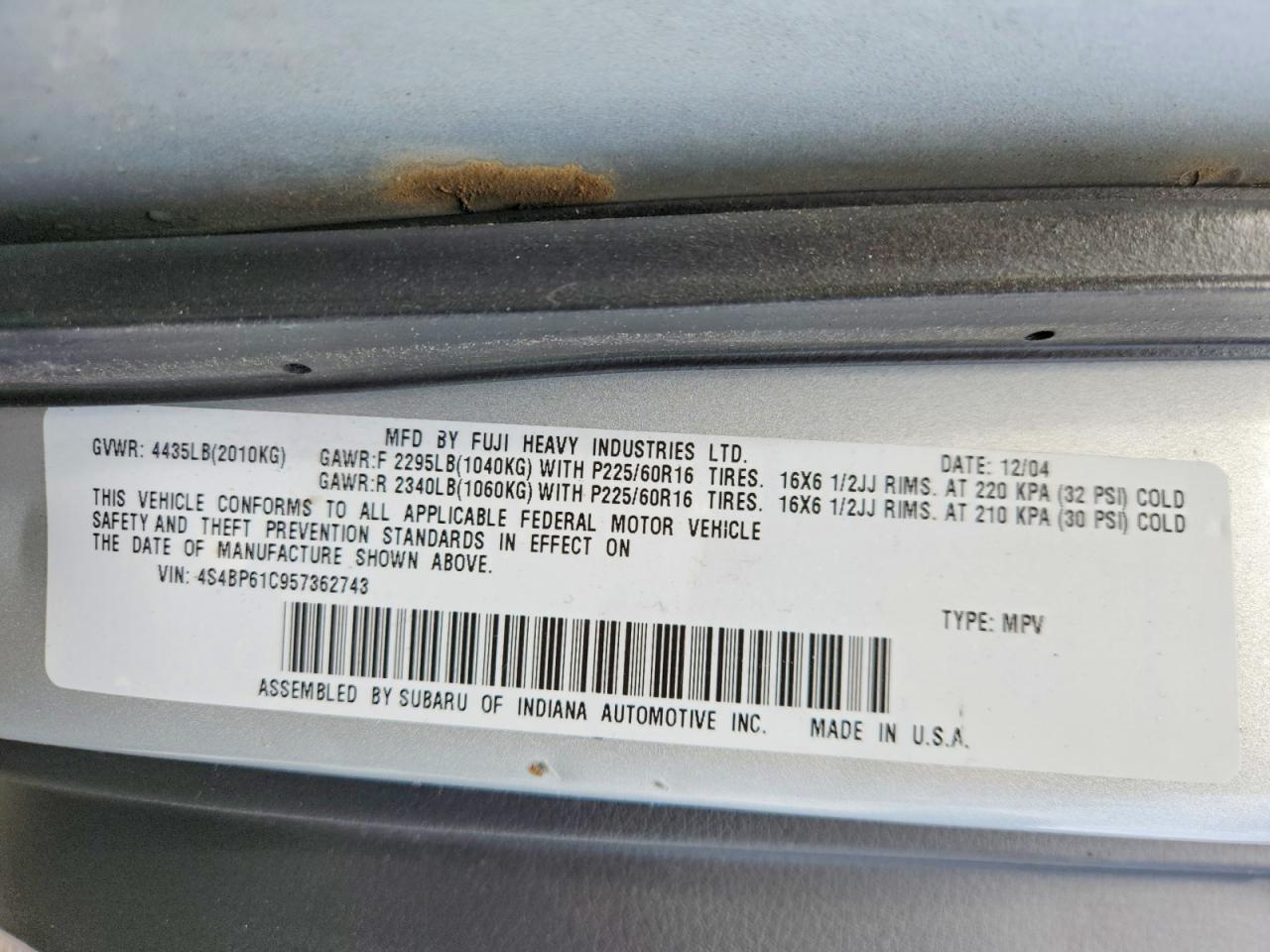 SUBARU LEGACY 2005 — 15