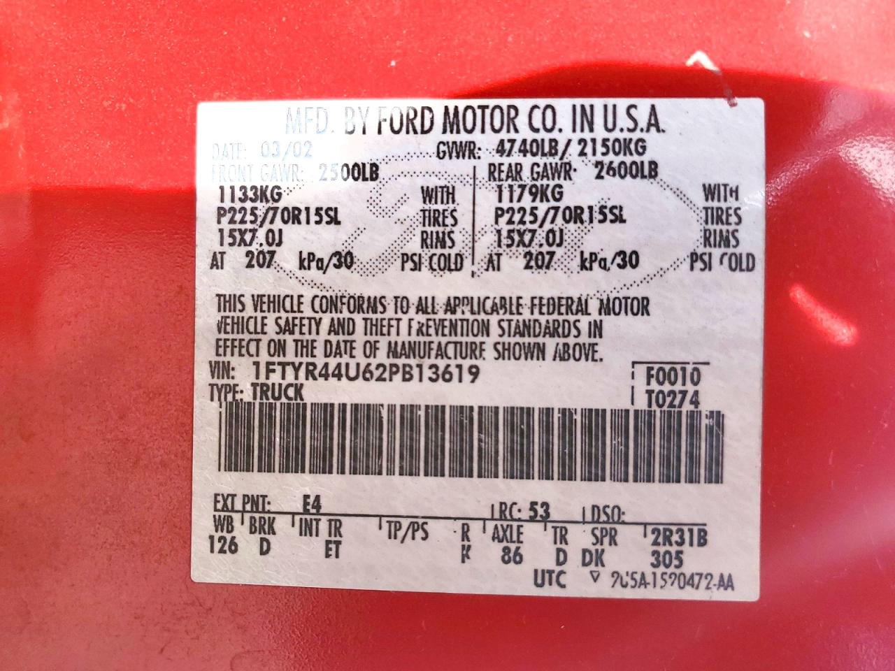 FORD RANGER 2002 — 13