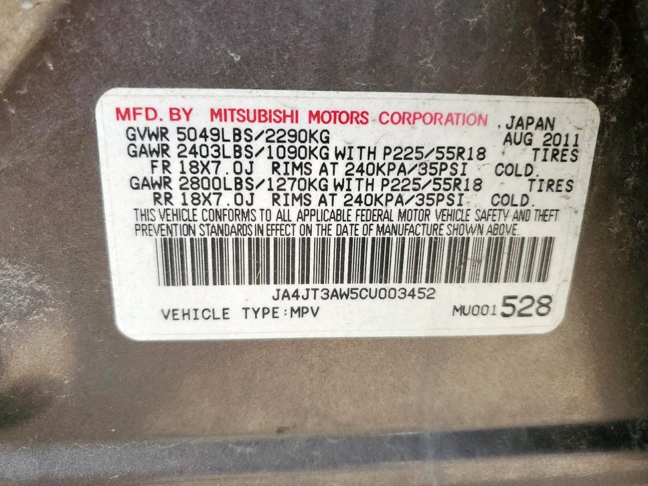MITSUBISHI OUTLANDER 2012 — 14