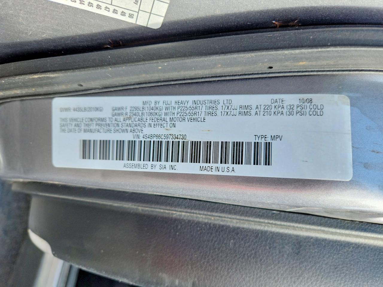 SUBARU OUTBACK 2009 — 13