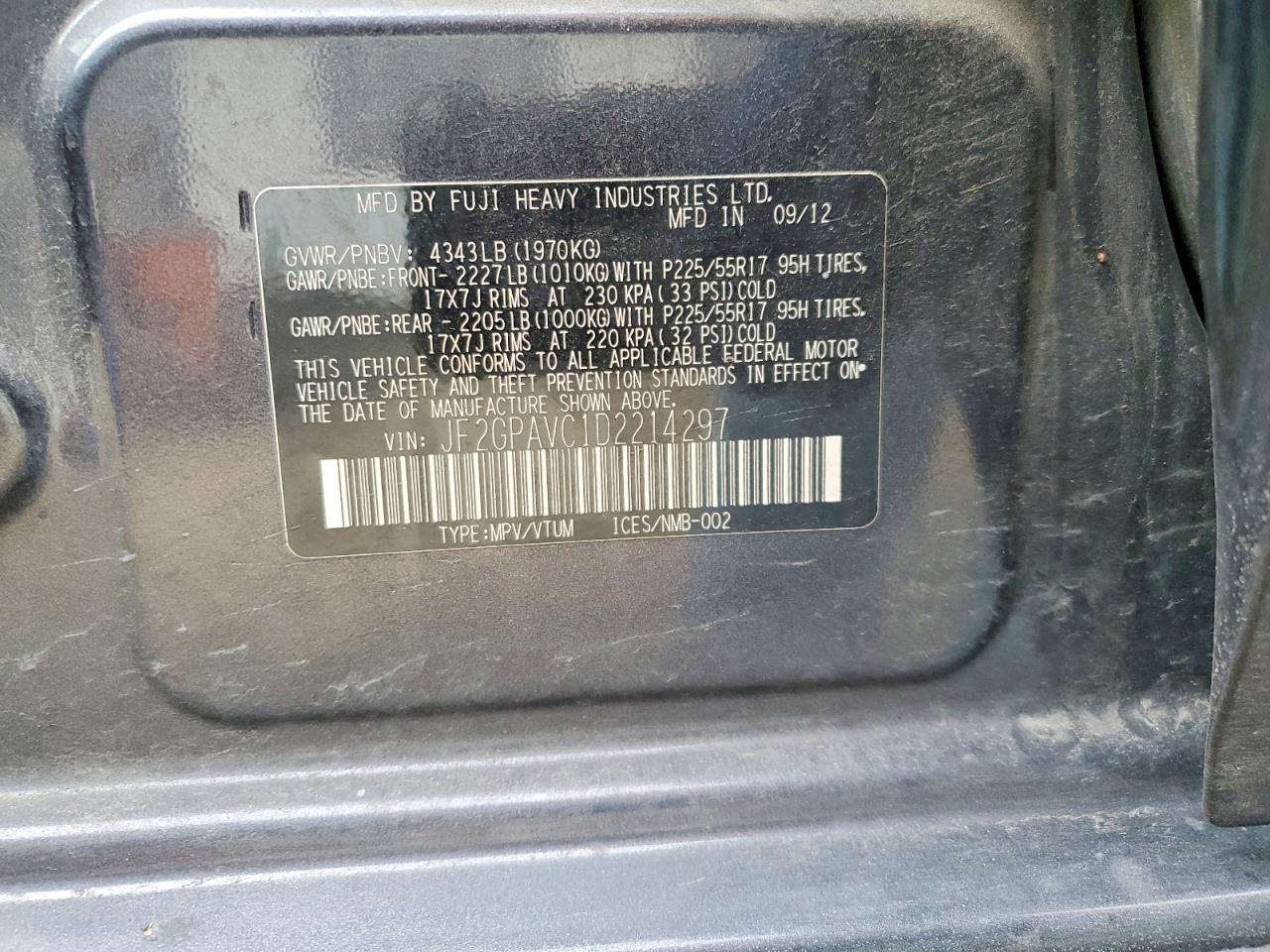 SUBARU XV CROSSTREK 2013 — 13
