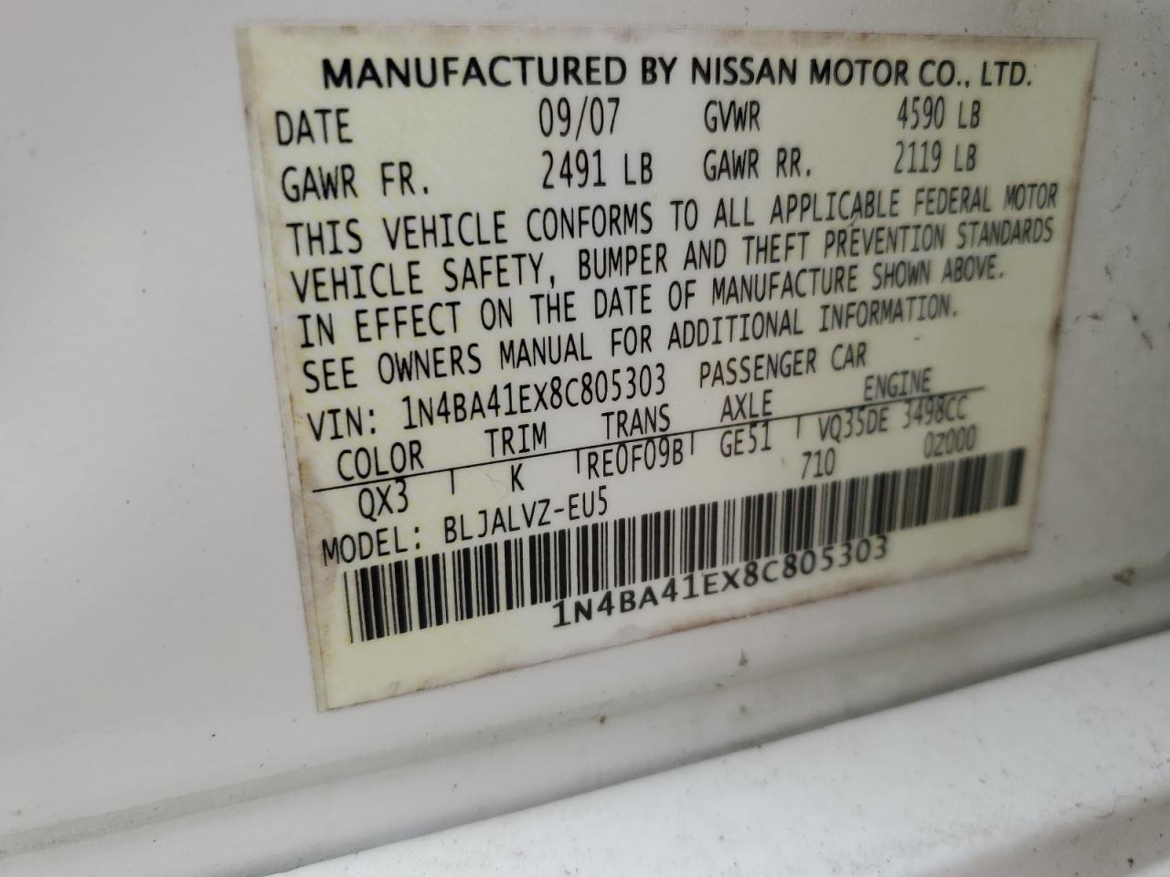 NISSAN MAXIMA 2008 — 14