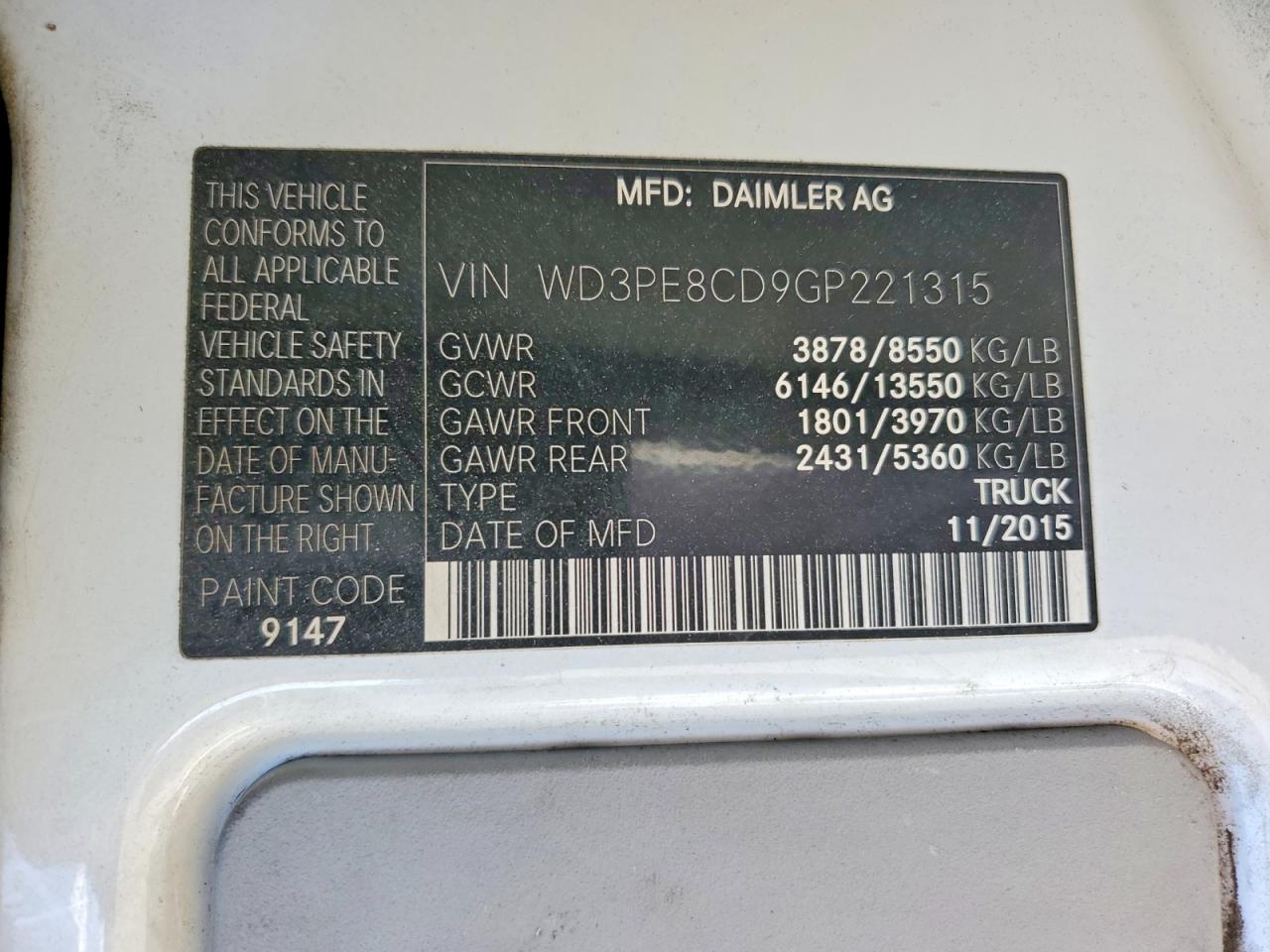 MERCEDES BENZ SPRINTER 2016 — 14