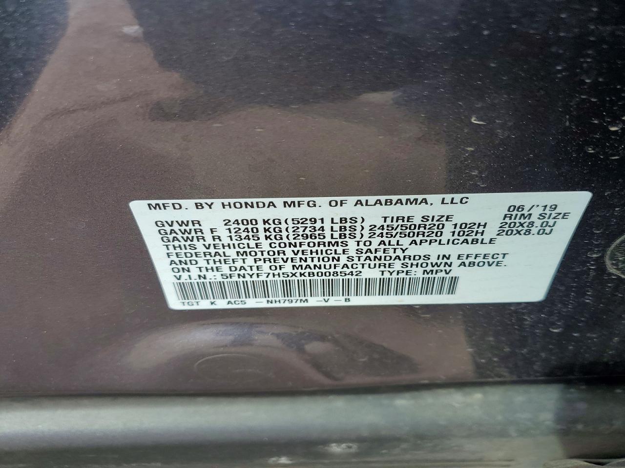 HONDA PASSPORT 2019 — 13