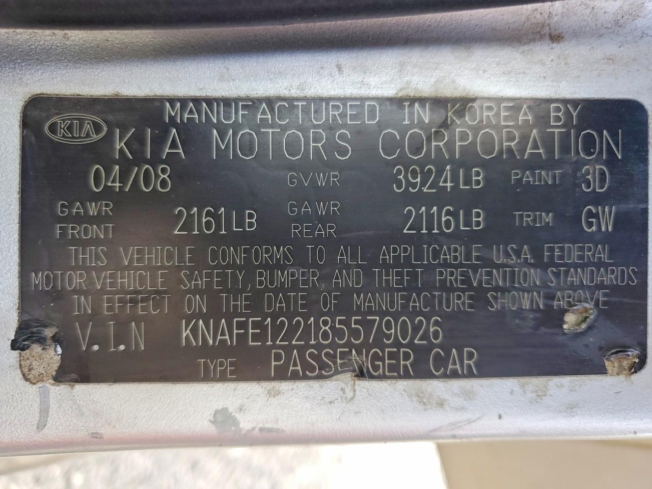 KIA SPECTRA 2008 — 13