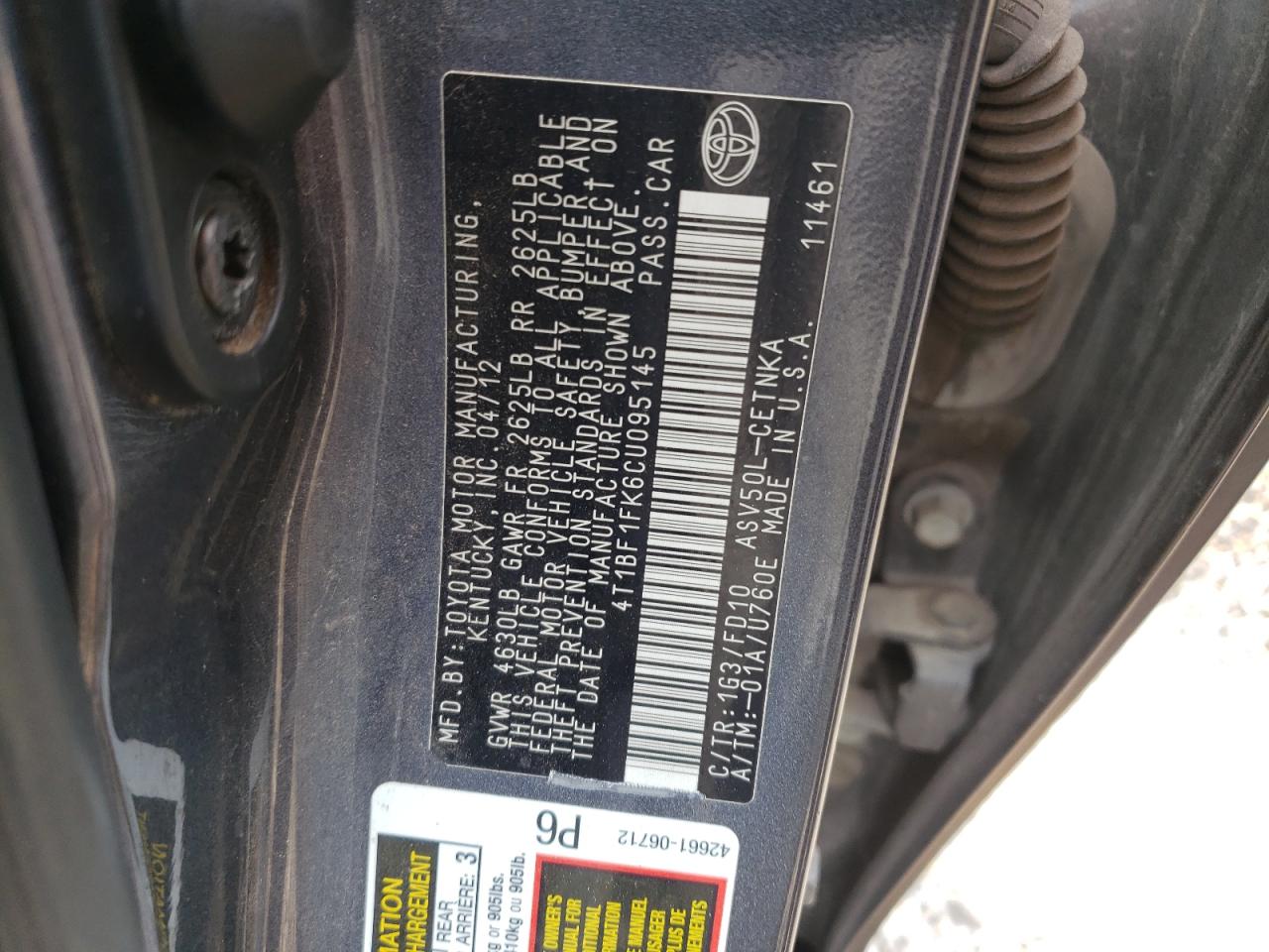 TOYOTA CAMRY 2012 — 13