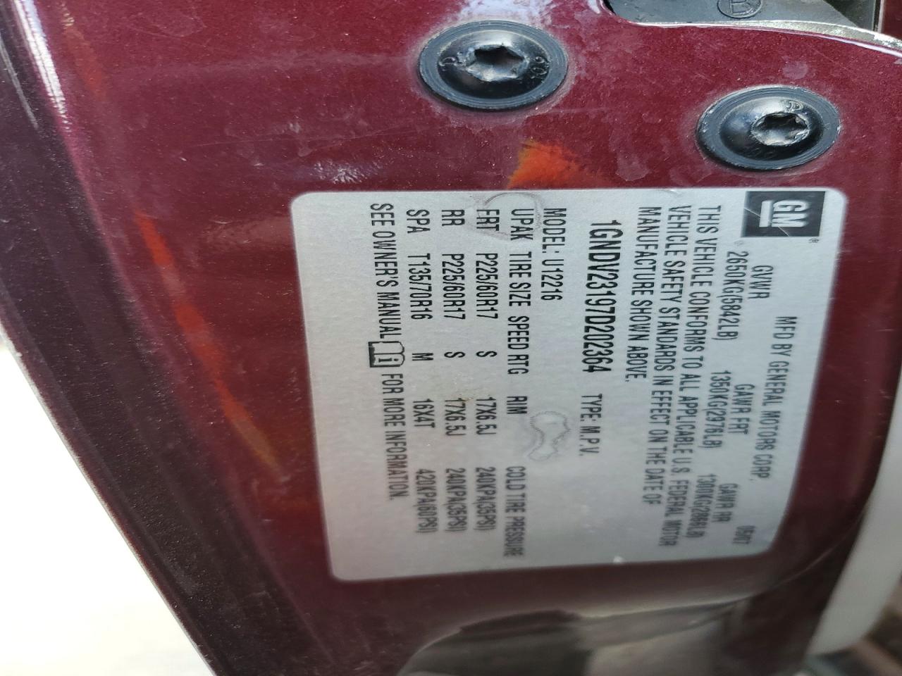 CHEVROLET UPLANDER 2007 — 14