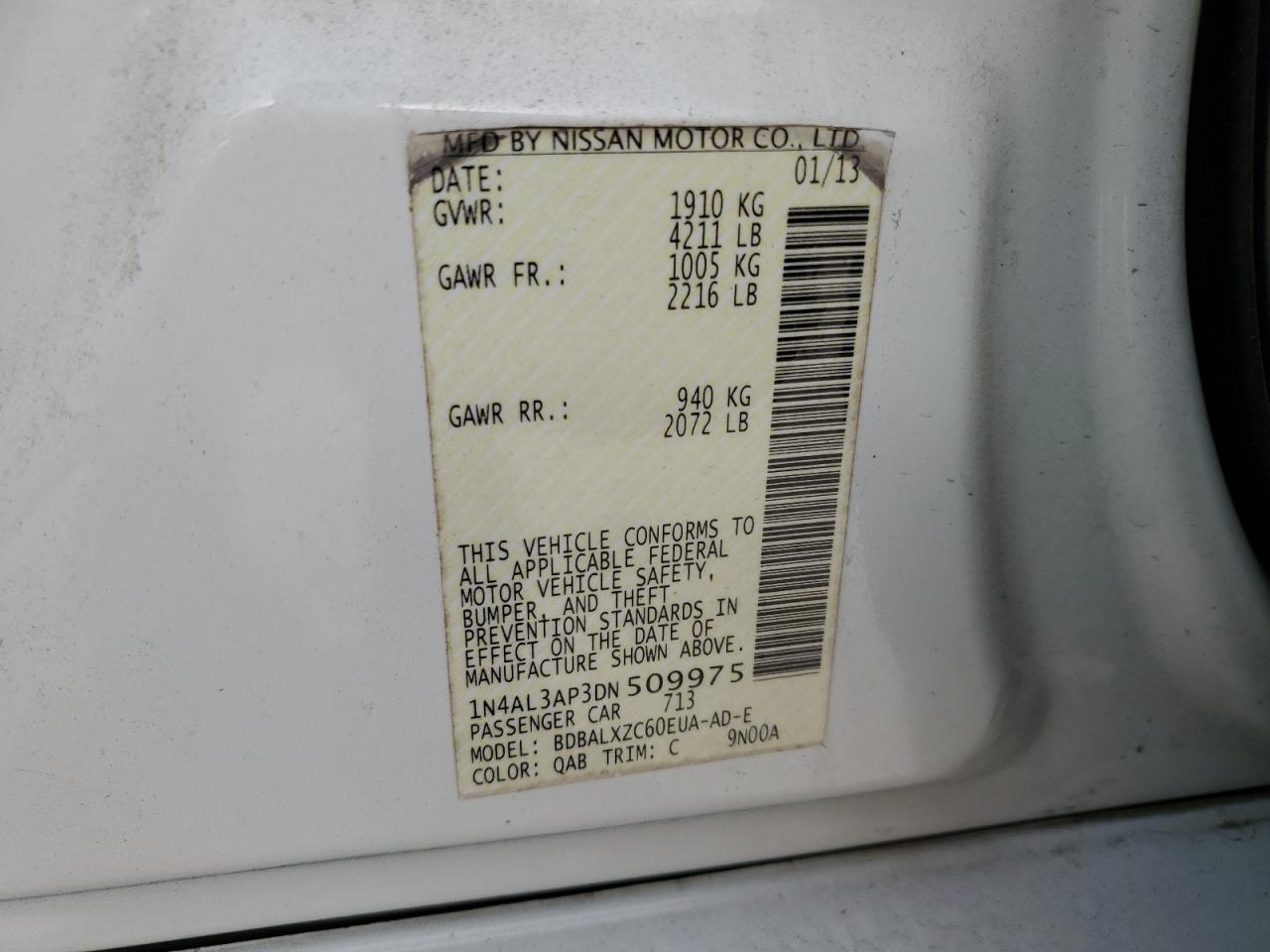 NISSAN ALTIMA 2013 — 13