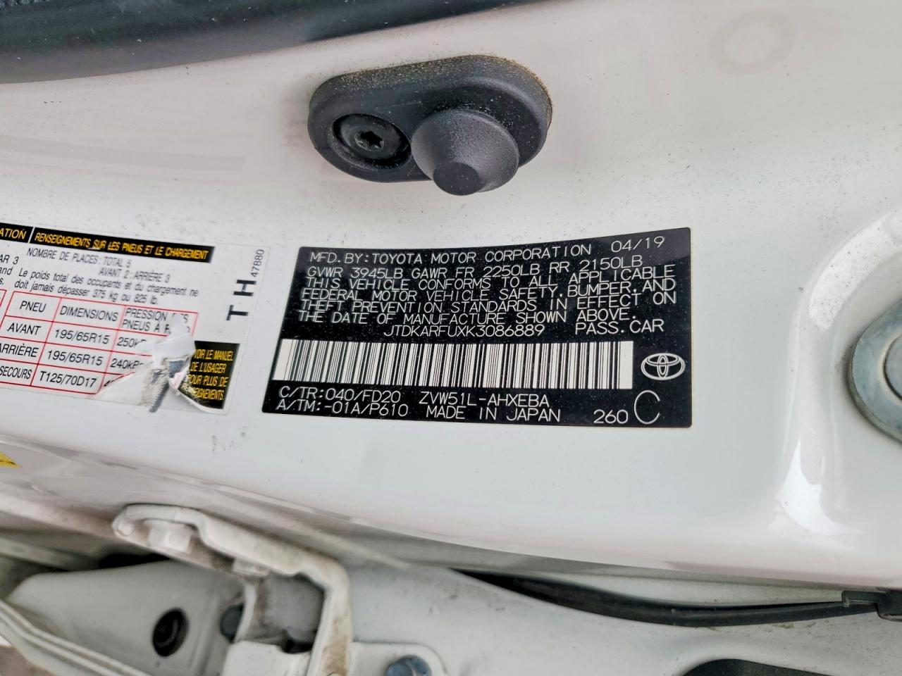 TOYOTA PRIUS 2019 — 14